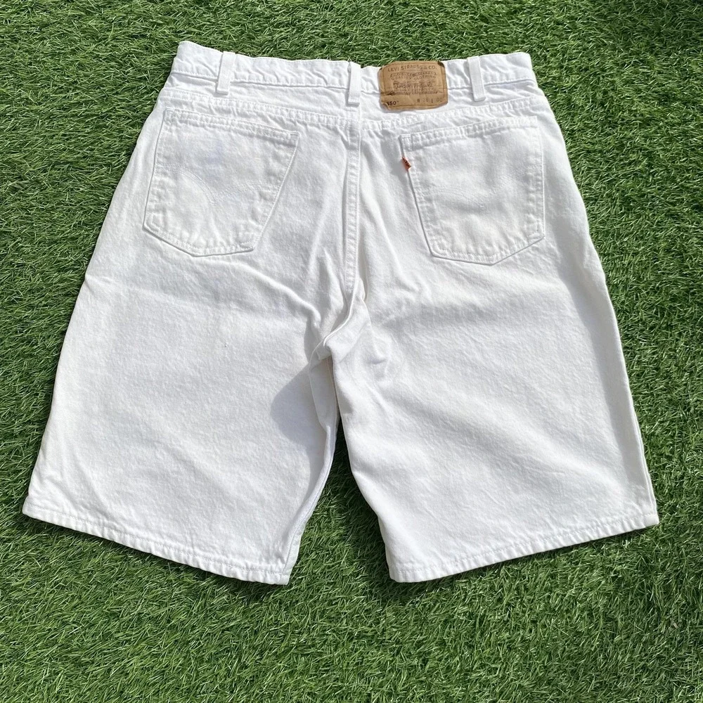 Vintage Levis 550 Shorts Mens 36 White Denim Relaxed Fit Made‎ USA 90s Jeans